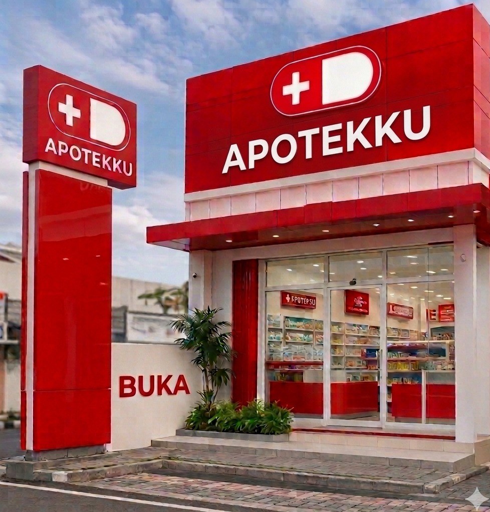 Apotekku storefront sign with BUKA